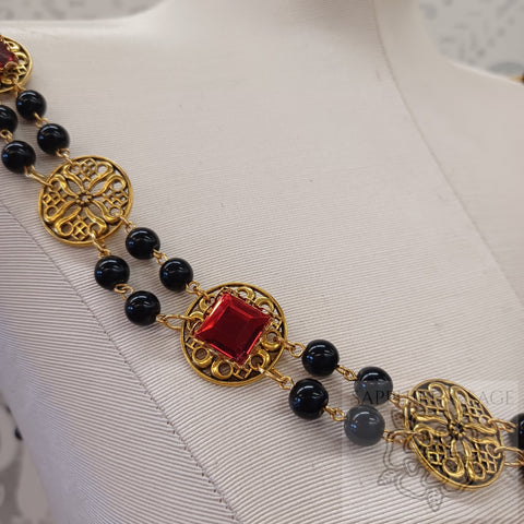 "Daniel" Jeweled Renaissance Collar of Office, Black Pearl, 55-60 inches