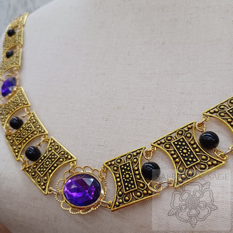 "Edward" Jeweled Renaissance Collar of Office, Black Pearl, 55-60 inches