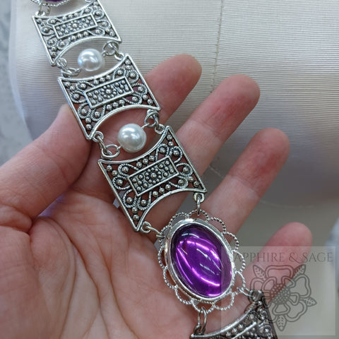 "Edward" Jeweled Renaissance Collar of Office, White Pearl, 45-50 inches