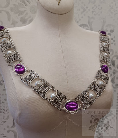 "Edward" Jeweled Renaissance Collar of Office, White Pearl, 55-60 inches