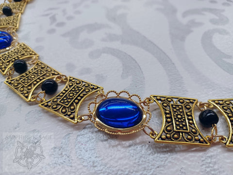 "Edward" Jeweled Renaissance Collar of Office, Black Pearl, 50-55 inches