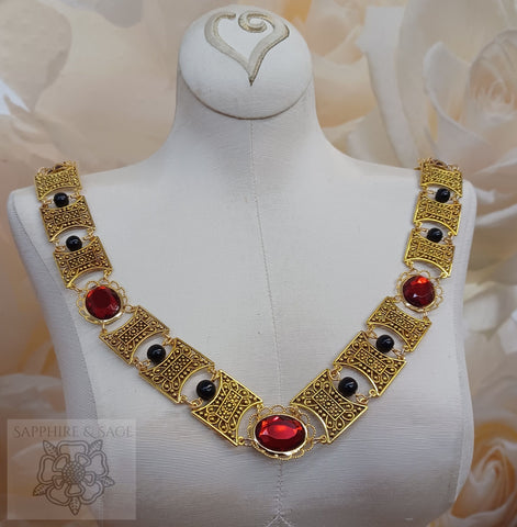 "Edward" Jeweled Renaissance Collar of Office, Black Pearl, 55-60 inches