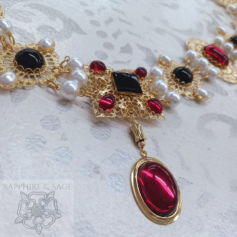 "King Henry VIII" Hilliard Portrait Replication Collar Livery Chain, 45-50 inches