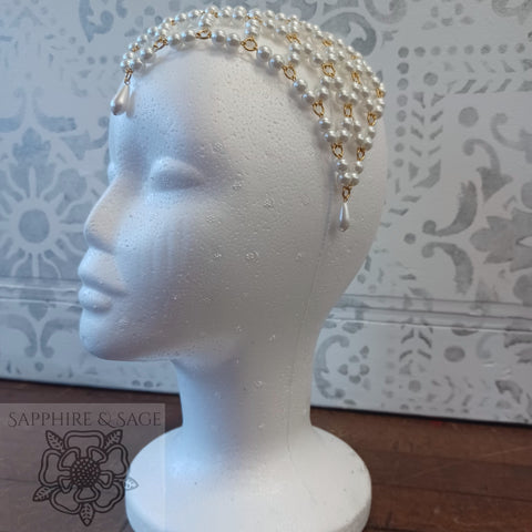 "Diana" Reta Lattice Pearl Headpiece