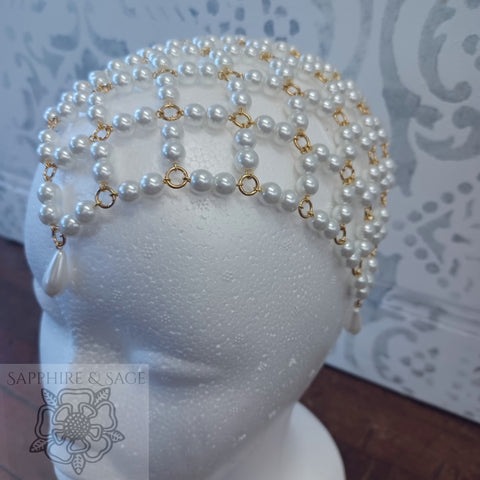 "Diana" Reta Lattice Pearl Headpiece