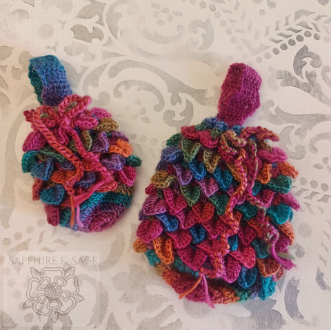 Hand-crocheted Dragon's Egg Drawstring Purse