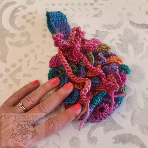 Hand-crocheted Dragon's Egg Drawstring Purse