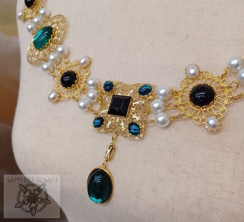 "King Henry VIII" Hilliard Portrait Replication  Collar Livery Chain, 50-55 inches