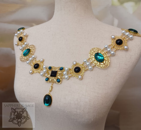 "King Henry VIII" Hilliard Portrait Replication  Collar Livery Chain, 50-55 inches