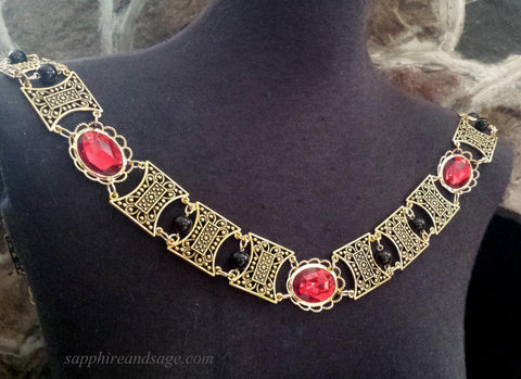 "Edward" Jeweled Renaissance Collar of Office, Black Pearl, 50-55 inches