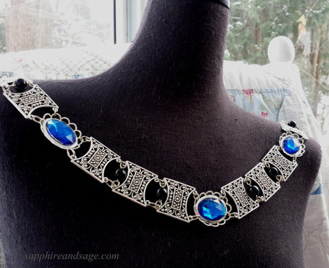 "Edward" Jeweled Renaissance Collar of Office, Black Pearl, 45-50 inches