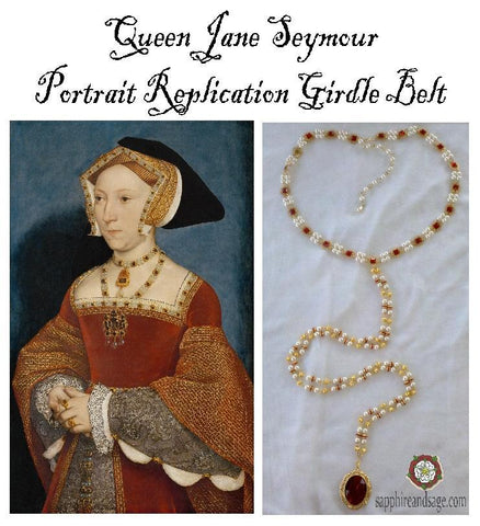 "Queen Jane Seymour" Hans Holbein Portrait Replication Girdle Belt, 35-40" waist