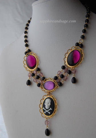 "Constantina" Renaissance Pirate Skull Necklace