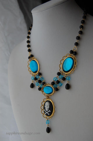"Constantina" Renaissance Pirate Skull Necklace