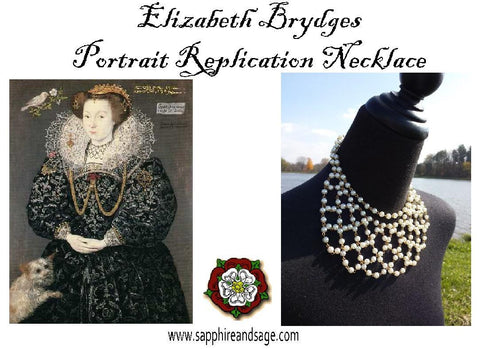"Elizabeth Brydges" Renaissance Historical Portrait Replication Festoon Necklace