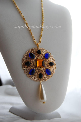 "George" Filigree Medallion Pendant Necklace