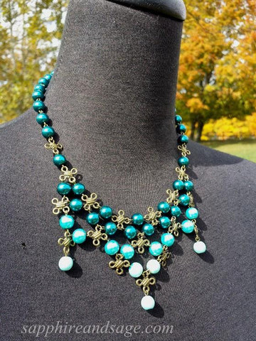 "Celtic Knot" Bib Necklace and Earrings Set