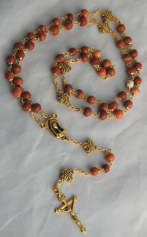 Pocket-sized Traditional Heirloom-quality Rosary, 6mm tiger skin jasper beads