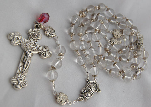Oversized Traditional Heirloom-quality Rosary, 8mm quartz crystal beads