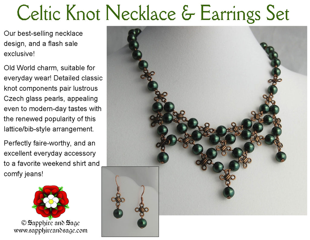 "Celtic Knot" Bib Necklace and Earrings Set