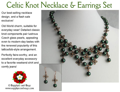 "Celtic Knot" Bib Necklace and Earrings Set