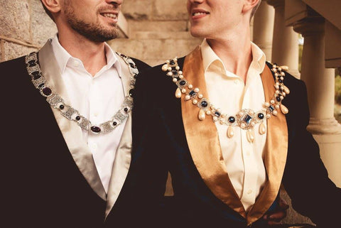 "Edward" Jeweled Renaissance Collar of Office, Black Pearl, 50-55 inches