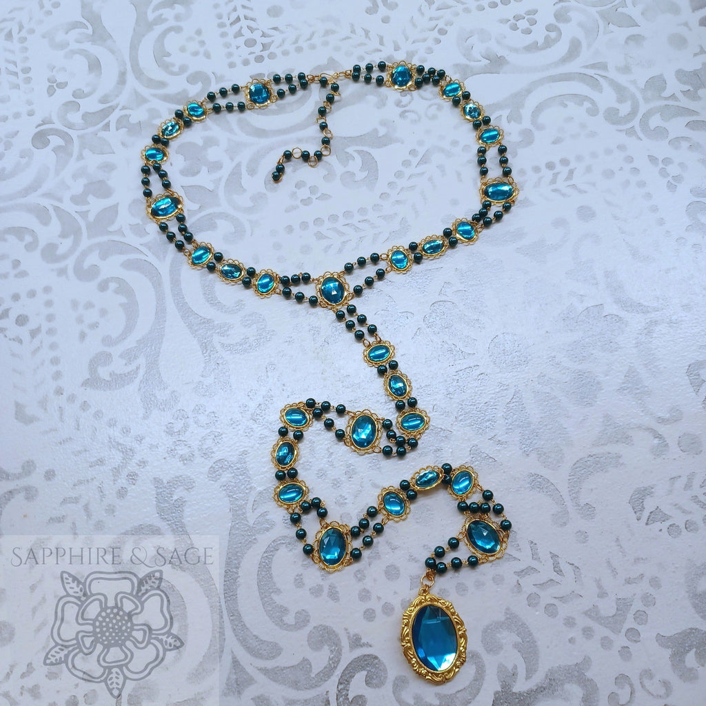 RTS (ready to ship) - Isabella Girdle Belt in aquamarine and gold
