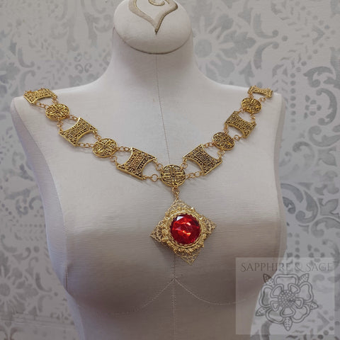 "Maddox Medallion" Medieval, Renaissance Jeweled Livery Collar