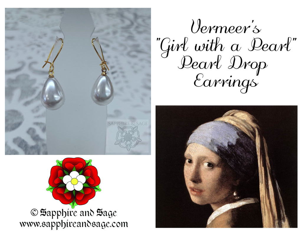 "Girl with a Pearl" Vermeer Portrait Replica Renaissance Earrings