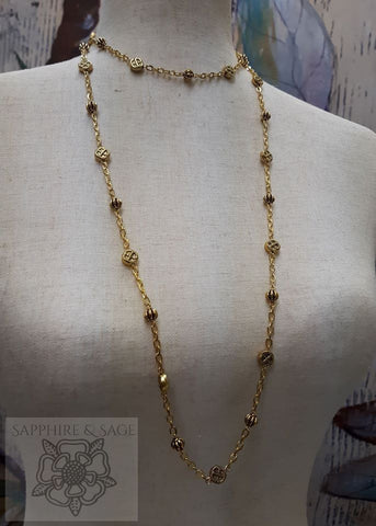 "Margeaux" Extra-long Wrapable Renaissance Necklace in Gold - READY TO SHIP