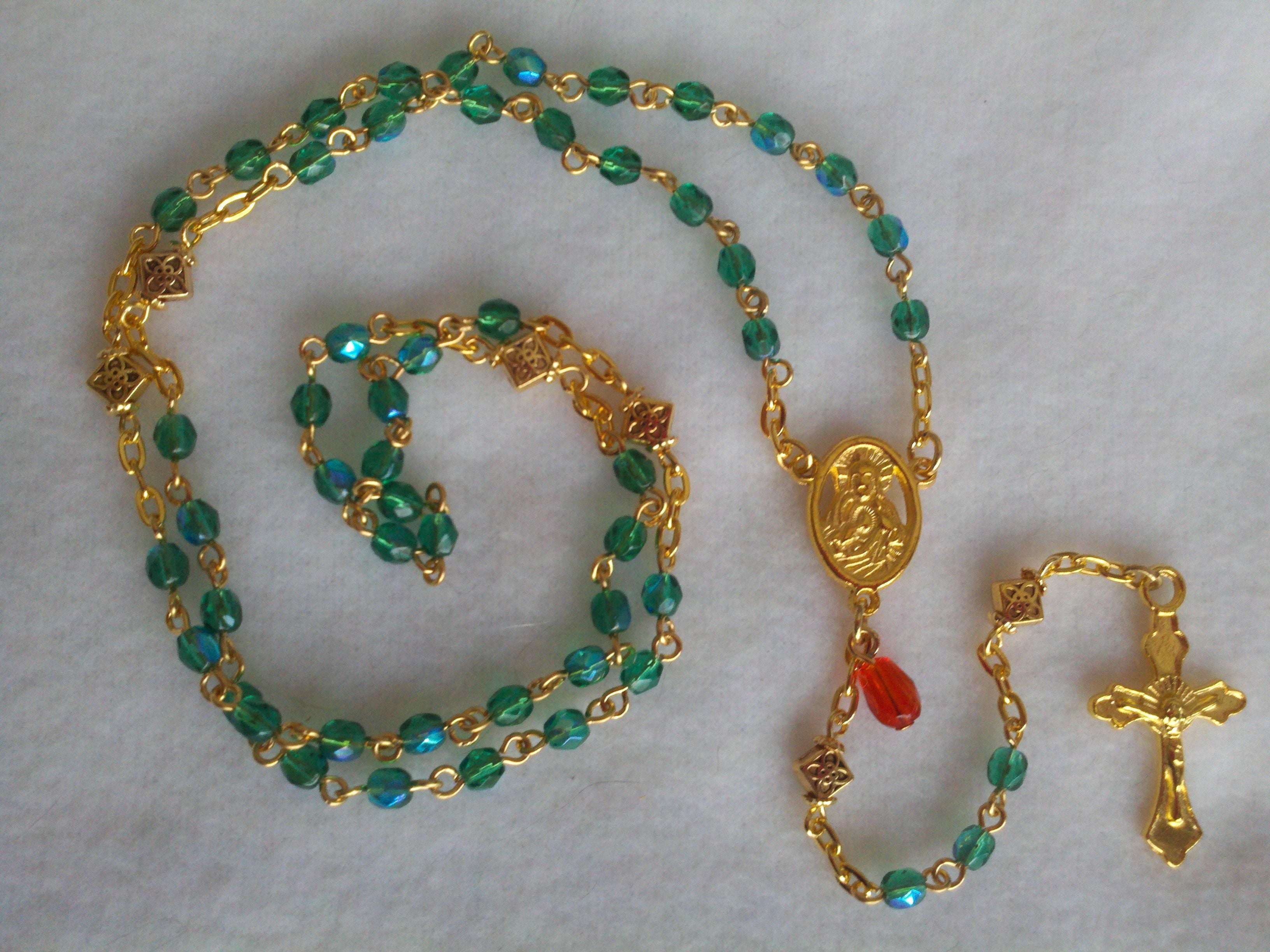 Customized Color Pocket-sized Traditional Catholic Rosary – Sapphire & Sage