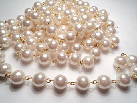 Hand-wired Glass Pearl Chain, by the foot