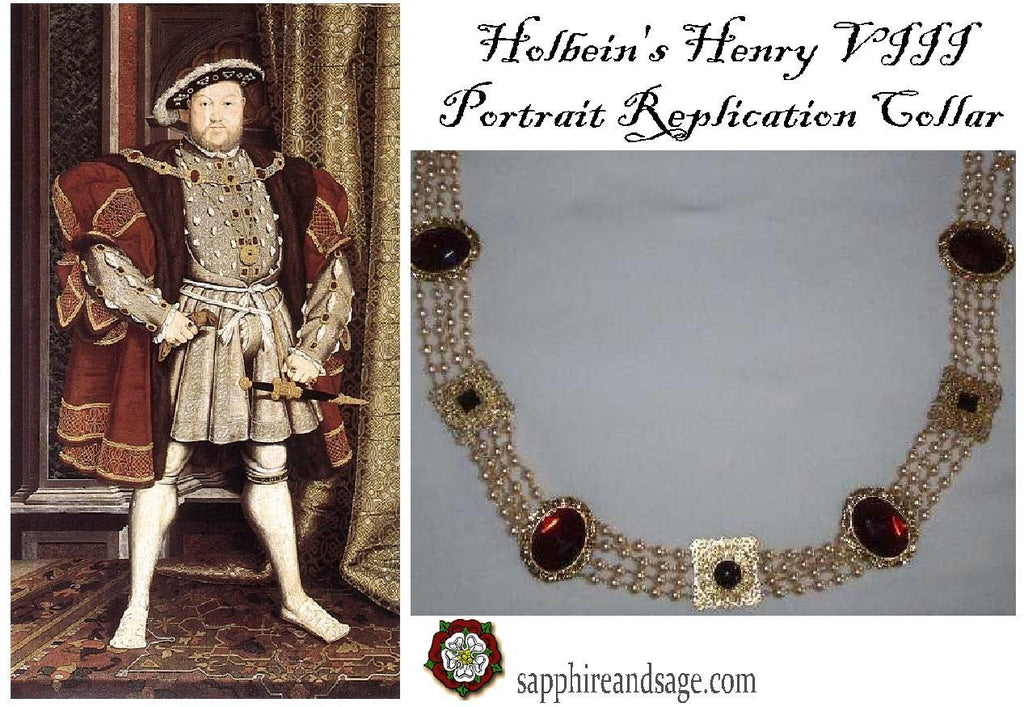 "King Henry VIII" Hans Holbein Portrait Replication Collar, 48-52 inches