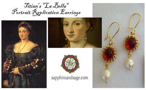 "La Bella" Titian Portrait Replica Renaissance Earrings
