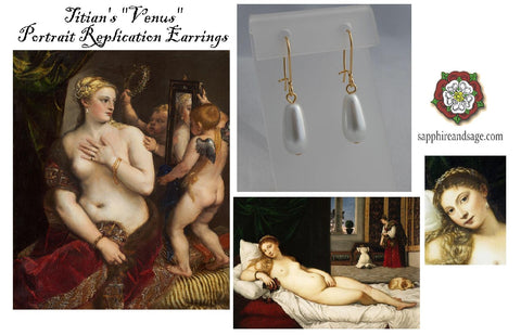 "Venus with a Mirror" Titian Portrait Replica Renaissance Earrings