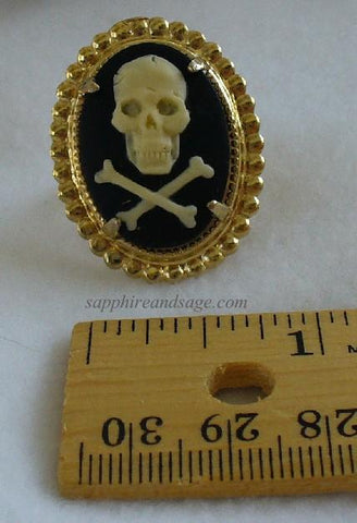 "Jolly Roger" Pirate Skull Cameo 25x18mm Finger Ring