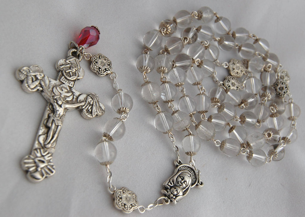 Oversized Traditional Heirloom-quality Rosary, 8mm quartz crystal beads - READY TO SHIP