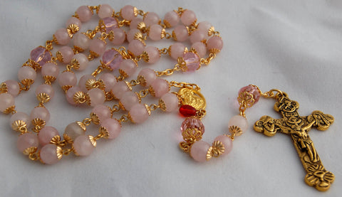 Oversized Traditional Heirloom-quality Rosary, 8mm rose quartz beads - READY TO SHIP