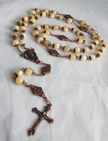 Oversized Traditional Heirloom-quality Rosary, 8mm yellow calcite beads