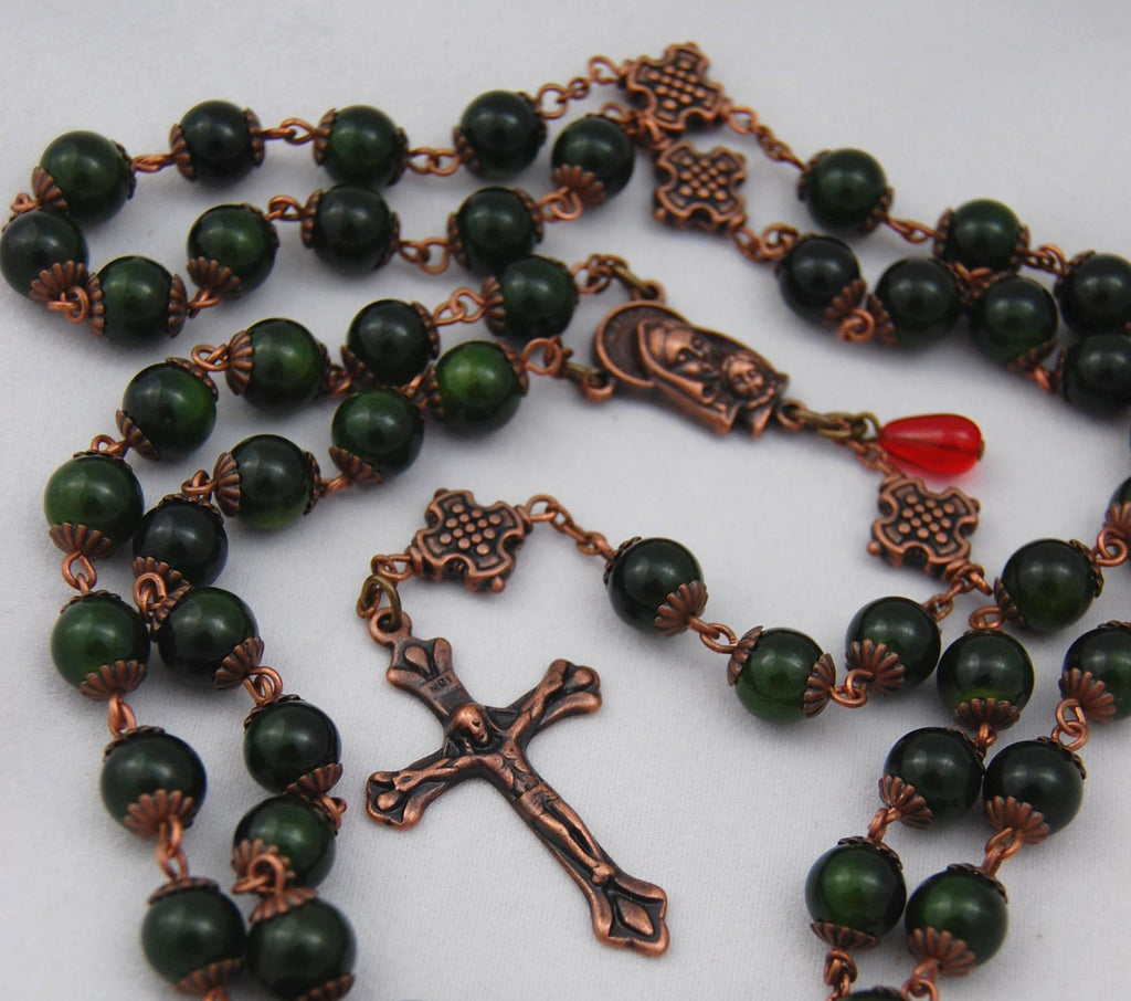 Oversized Traditional Heirloom-quality Rosary, 8mm green aventurine beads
